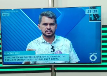 Enilton Rodrigues, candidato a governador, fez panfletagem na rodoviária de São Luís e foi sabatinado na TV Cidade (Record)