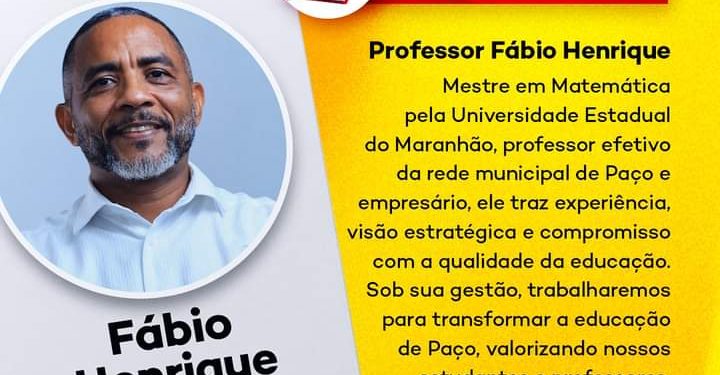 Fred Campos anuncia Professor Fábio Henrique como Secretário de Educação de Paço do Lumiar
